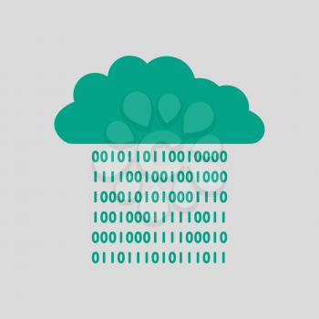 Cloud Data Stream Icon. Green on Gray Background. Vector Illustration.