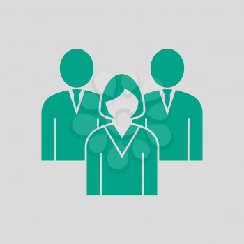 Corporate Team Icon. Green on Gray Background. Vector Illustration.