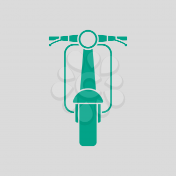 Scooter Icon Front View. Green on Gray Background. Vector Illustration.