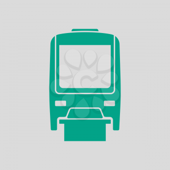 Monorail Icon Front View. Green on Gray Background. Vector Illustration.