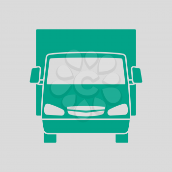 Van Truck Icon Front View. Green on Gray Background. Vector Illustration.