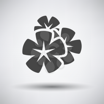 Frangipani flower icon on gray background with round shadow. Vector illustration.