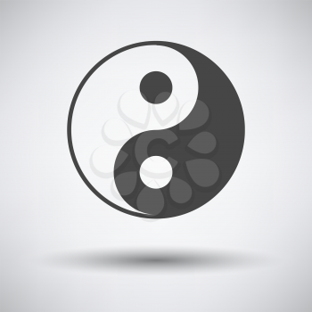 Yin and yang icon on gray background with round shadow. Vector illustration.