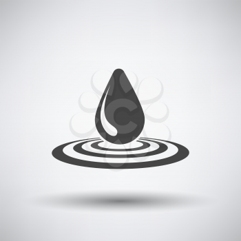 Water drop icon on gray background with round shadow. Vector illustration.