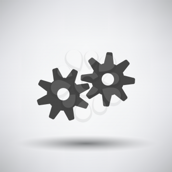 Gears Icon. Dark Gray on Gray Background With Round Shadow. Vector Illustration.