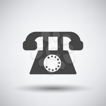 Old Phone Icon. Dark Gray on Gray Background With Round Shadow. Vector Illustration.