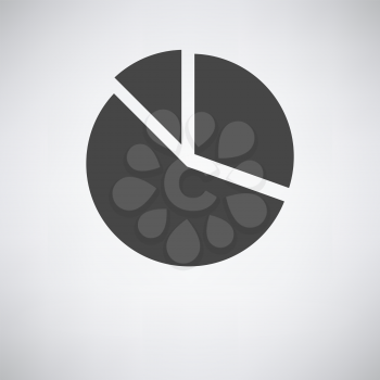 Pie Chart Icon. Dark Gray on Gray Background With Round Shadow. Vector Illustration.