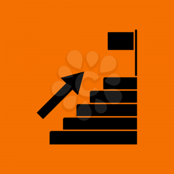 Ladder To Aim Icon. Black on Orange Background. Vector Illustration.