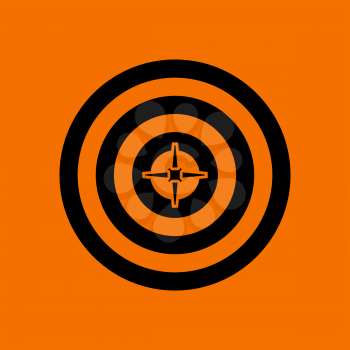 Target With Dart In Center Icon. Black on Orange Background. Vector Illustration.