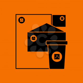 Branding Icon. Black on Orange Background. Vector Illustration.