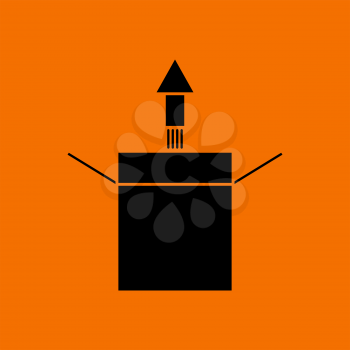 Product Release Icon. Black on Orange Background. Vector Illustration.