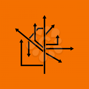 Direction Arrows Icon. Black on Orange Background. Vector Illustration.