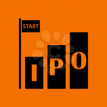 Ipo Icon. Black on Orange Background. Vector Illustration.