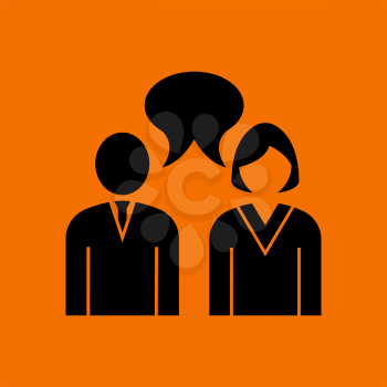 Chat Icon. Black on Orange Background. Vector Illustration.