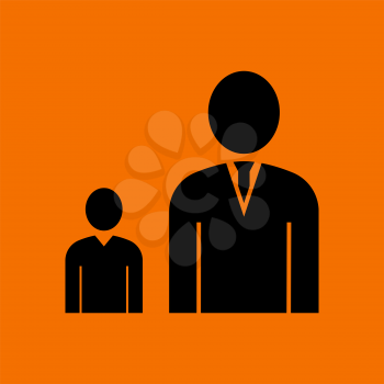 Man Boss With Subordinate Icon. Black on Orange Background. Vector Illustration.