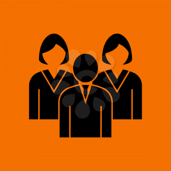Corporate Team Icon. Black on Orange Background. Vector Illustration.