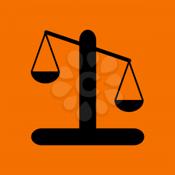 Scale Icon. Black on Orange Background. Vector Illustration.