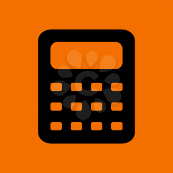 Calculator Icon. Black on Orange Background. Vector Illustration.