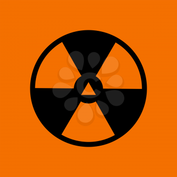 Radiation Icon. Black on Orange Background. Vector Illustration.