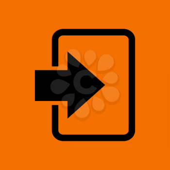 Enter Icon. Black on Orange Background. Vector Illustration.