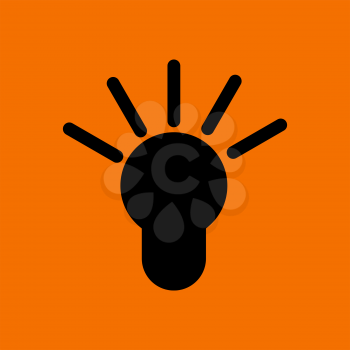 Idea Lamp Icon. Black on Orange Background. Vector Illustration.
