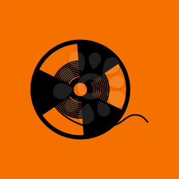 Reel Tape Icon. Black on Orange Background. Vector Illustration.