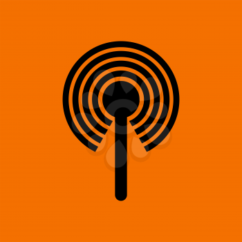 Radio Antenna Icon. Black on Orange Background. Vector Illustration.