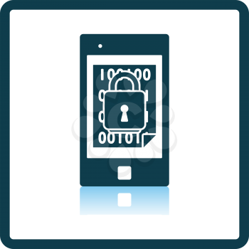 Mobile Security Icon. Square Shadow Reflection Design. Vector Illustration.