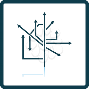 Direction Arrows Icon. Square Shadow Reflection Design. Vector Illustration.