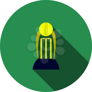 Cricket Cup Icon. Flat Circle Stencil Design With Long Shadow. Vector Illustration.
