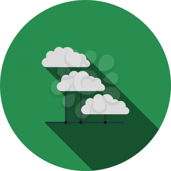 Cloud Network Icon. Flat Circle Stencil Design With Long Shadow. Vector Illustration.