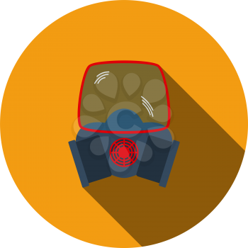 Fire Mask Icon. Flat Circle Stencil Design With Long Shadow. Vector Illustration.