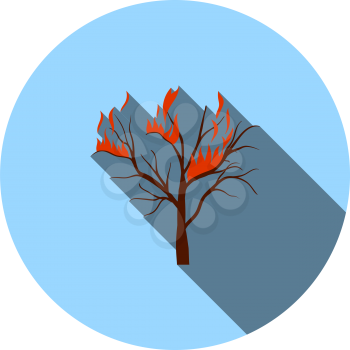 Wildfire Icon. Flat Circle Stencil Design With Long Shadow. Vector Illustration.