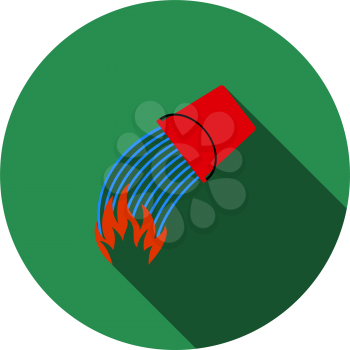 Fire Bucket Icon. Flat Circle Stencil Design With Long Shadow. Vector Illustration.