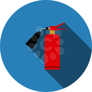 Fire Extinguisher Icon. Flat Circle Stencil Design With Long Shadow. Vector Illustration.