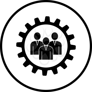 Teamwork Icon. Thin Circle Stencil Design. Vector Illustration.