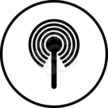 Radio Antenna Icon. Thin Circle Stencil Design. Vector Illustration.