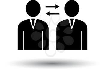 Corporate Interaction Icon. Black on White Background With Shadow. Vector Illustration.