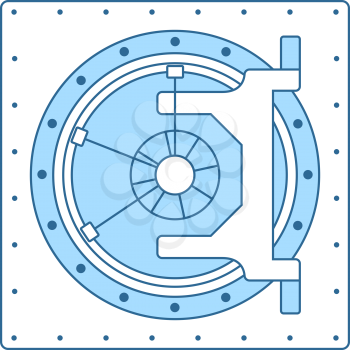Safe Icon. Thin Line With Blue Fill Design. Vector Illustration.