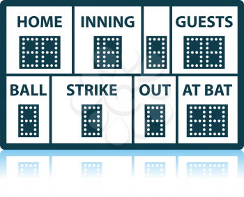 Baseball Scoreboard Icon. Shadow Reflection Design. Vector Illustration.