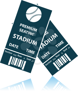 Baseball Tickets Icon. Shadow Reflection Design. Vector Illustration.