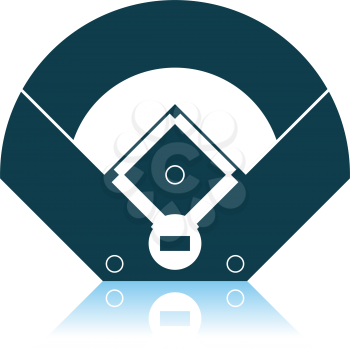 Baseball Field Aerial View Icon. Shadow Reflection Design. Vector Illustration.