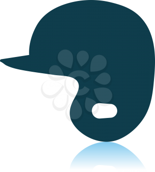 Baseball Helmet Icon. Shadow Reflection Design. Vector Illustration.