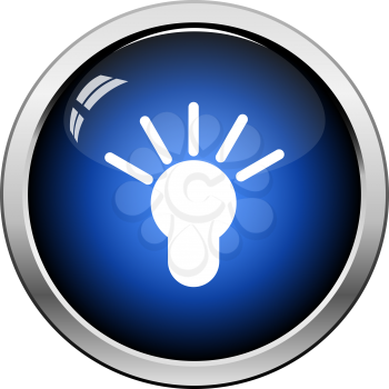 Idea Lamp Icon. Glossy Button Design. Vector Illustration.