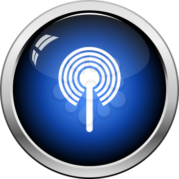 Radio Antenna Icon. Glossy Button Design. Vector Illustration.
