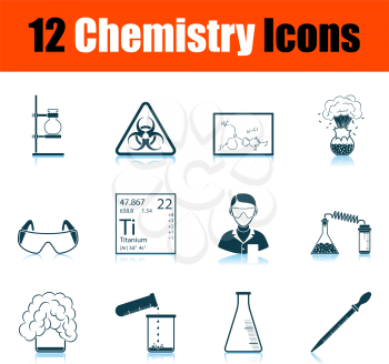 Chemistry Icon Set. Shadow Reflection Design. Vector Illustration.