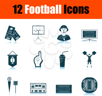 Football Icon Set. Shadow Reflection Design. Vector Illustration.