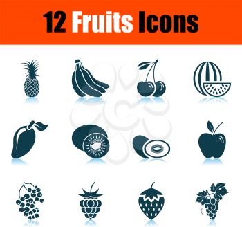 Fruits Icon Set. Shadow Reflection Design. Vector Illustration.
