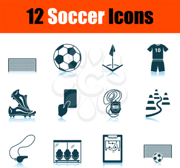 Soccer Icon Set. Shadow Reflection Design. Vector Illustration.