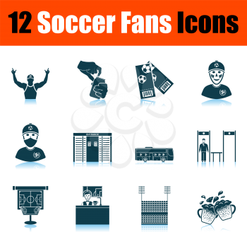 Soccer Fans Icon Set. Shadow Reflection Design. Vector Illustration.